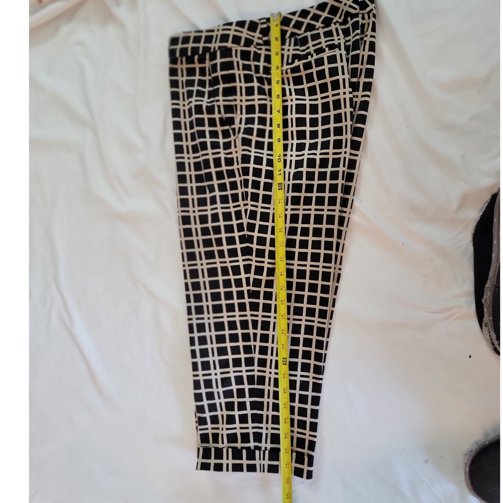Banana Republic Hampton Pant 14S Black Cream Plaid Cuffed Ankle Pants - Picture 6 of 9